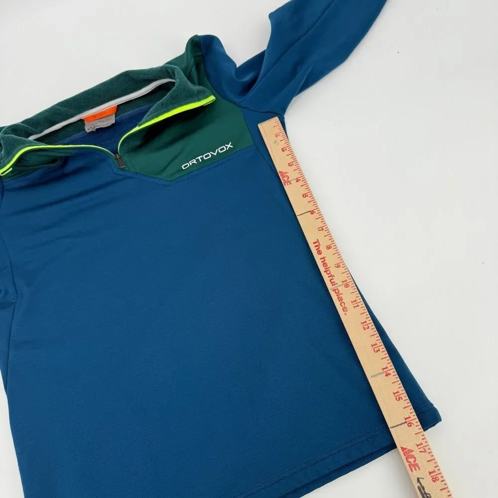 Ortovox Fleece Light Neck Zipper Jacket Outdoor Ski Hike Wool Blue Men Size S